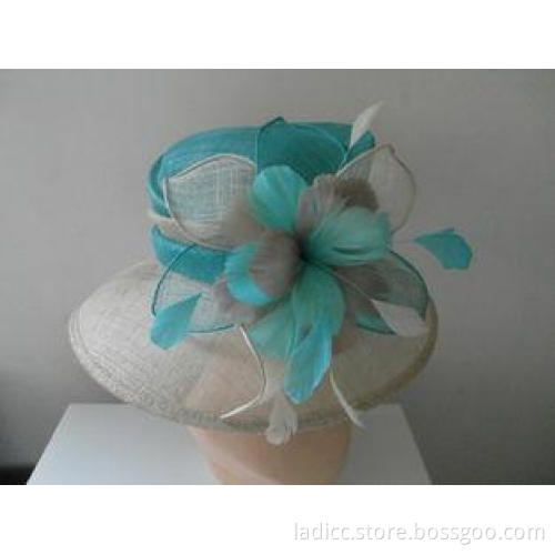 Fashionable White Casual Ladies' Sinamay Hats With Green Co